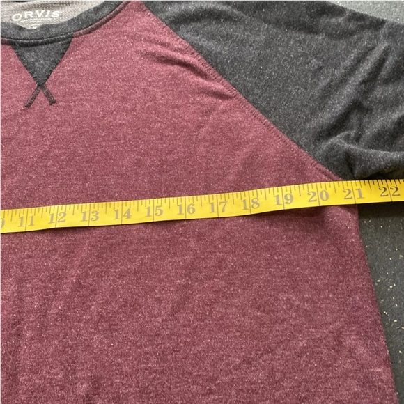 Orvis Shirt Mens Medium Burgundy Red Baseball Casual Pullover Sweatshirt - Picture 7 of 8